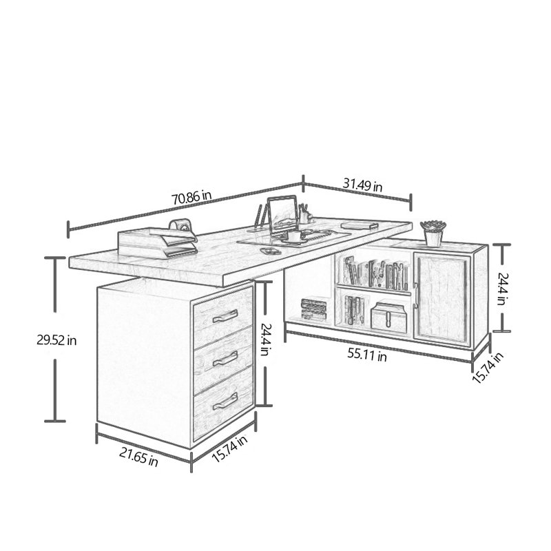 Hokku Designs Ingimoth OnePiece Loft Style, Solid Wood Desktop Desk